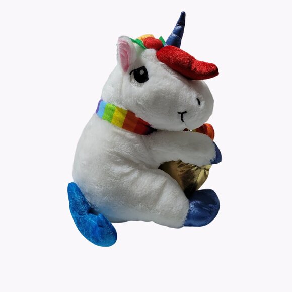 Gemmy Animated Rainbow Unicorn 9 inch Plush Sings Deck the Halls Stuffed Animal - Picture 5 of 8